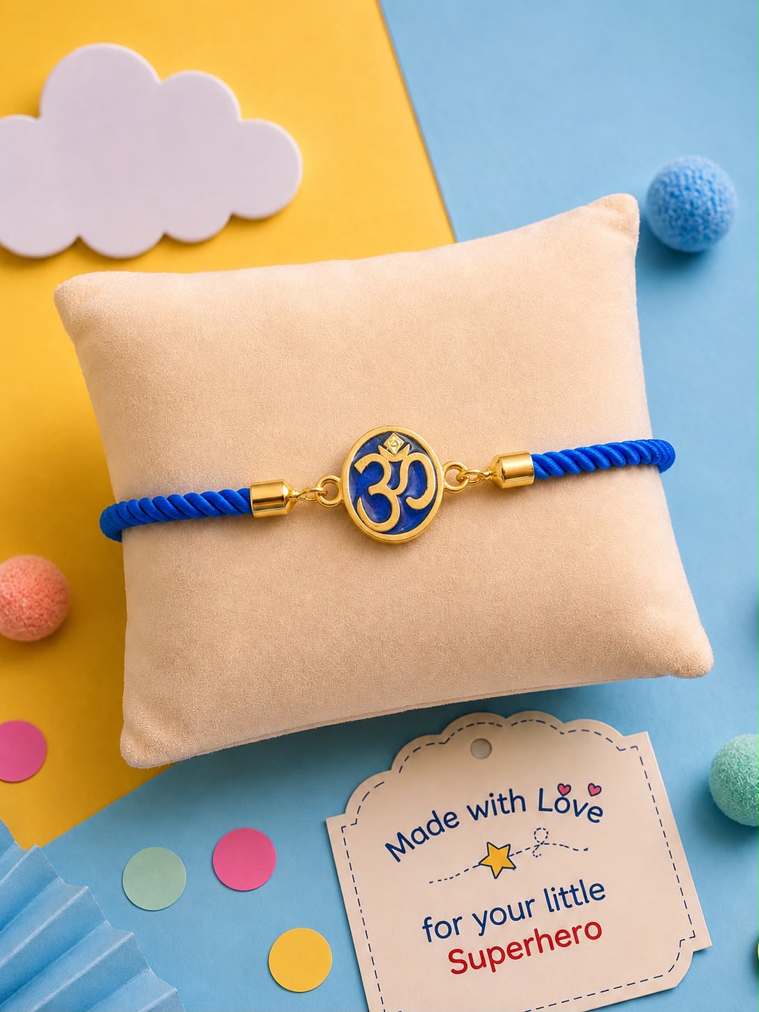 Om Rakhi Bracelet (Blue Enamel)
