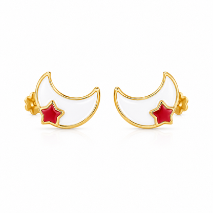 Moon & Star Stud Earrings