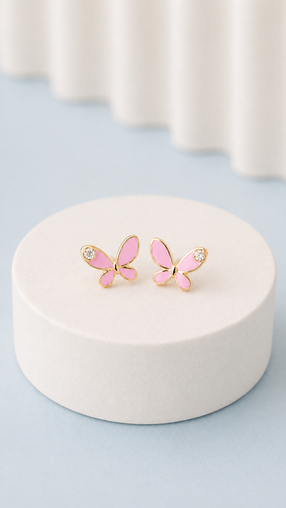 Pink Butterfly Kids Stud Earrings