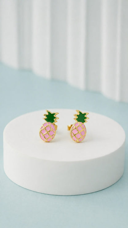 Pink Pineapple Stud Earrings
