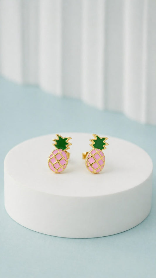 Pink Pineapple Stud Earrings